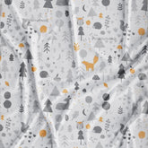 Small Cartoons Kids Grey Beige Print Fabric Animals